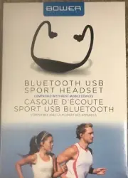 Bower Black Bluetooth USB Sport Lightweight Headset " free shipping "