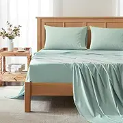 Comfort Spaces Queen Cooling Sheets, Moisture Wicking Coolmax Sheets, Soft, Colorfast Sheet Set, Cooling Bed Sheets for Hot Sleepers, Elastic Deep Pocket Fits Up to 16" Mattress, Queen Aqua 4 Piece