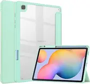 [Jarttarn] Case Compatible with Samsung Galaxy Tab S6 Lite 2024 (SM-P620/P625/P627) 10.4 Inch Case, Clear Transparent Back Shell and TPU Shockproof Frame Cover with Pencil Holder (Green)