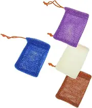 HAPINARY Soap Foaming Bag 4pcs Set for Bath Towels Bubble Bag Soap Foaming Holder Soft Texture Easy to Use and Dry