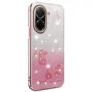 KADEM For Xiaomi Redmi A5 4G (171.7mm) Poco C71 4G Case Flower TPU Flexible Gradient Phone Cover Pink gold Rose Gold