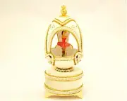 Real Goose Egg Music Box with Ballerina Hand Set Swarovski Crystals & Faux Pearl