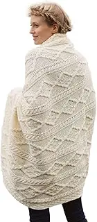 100% Irish Merino Wool Cream Wool Blanket by Carraig Donn