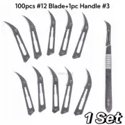 1 Set Dental Surgical Scalpel Blades #12 with Medical Scalpel Knife Handle #3