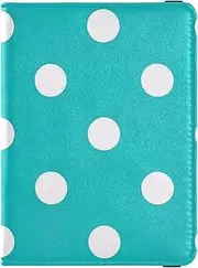 [Amooorous] Cartoon Dot Teal Leather decorative Passport Holder Cover Travel Documents Organizer Protector Passport Cover Lightweight, Cartoon dot teal, 1 size