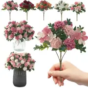 Artificial Flower 16 Heads Faux Silk Hydrangea Flower Bouquet Plants Home Decor