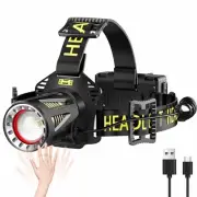 ® Upgraded Long Throw Headlamp Rechargeable, Head Lamp, High Lumen Headlamp, ...