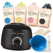 Waxing kit, Hair Removal Home Wax Warmer, Hard Wax Kit with 4 Formula Black
