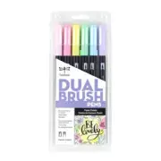 Tombow Pastel Palette Dual Brush Artists Pen water based markers Set Of 6
