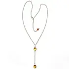 925 Solid Sterling Silver Honey Baltic Amber Beaded Pretty Chain Necklace 18 in