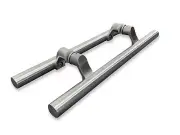Post-Mount Offset Double-Sided Ladder Style Push-Pull Stainless Door Handle f...