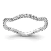 14k White Gold Real Diamond Wavy Band