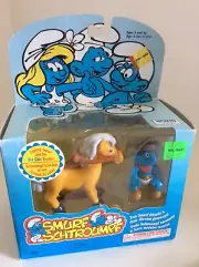 Vintage Cowboy Smurf With Rocket Horse Irwin Toy Posable Figure