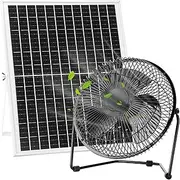 Roodike 8" 25W Solar Powered Floor Fan for Home Outdoor Chicken Coop Greenhouse Dog House Summer Air Circulation Cooling, 2000 RPM High Speed, 360° Adjust Tilt