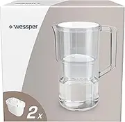 Wessper Water Filter Jug 2.8 L Aqua Max Basic, Set Water Jug and 2 Filters Compatible with Brita Maxtra, Water Filter System Reduction of Limescale, Chlorine - White