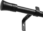 Marlow Adjustable Curtain Rod 90-270 CM- 2.2CM Dia, Window Pole Set, Extendable, Decorative Drapery with Brackets, Modern Design, Curtains For Bedroom Heavy Duty Curtain Rod, Black