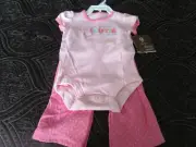 CARTERS BABY GIRLS PINK TWO PIECE SET- BODYSUIT & PANTS. NWT-SIZE 9 MONTHS