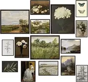 [LANCHI95] 15 Pcs Vintage Wall Art Decor, Vintage Posters for Room, Vintage Art Prints, Moody gallery wall art, Wall Print for Bedroom, Eclectic French Country Botanical Painting (Unframed)