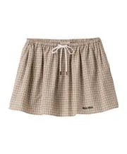 Miu Miu Checked Drawstring Mini Skirt IT40,IT38 Cork Beige