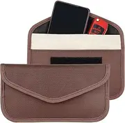 Faraday Bag for Phones (2 Pack, Large) - RFID Blocking Pouch, Key Fob Protector, Signal Blocking Case for Cell Phone Privacy Protection, Car Key FOB, RFID Card Protector (Brown)