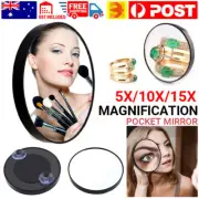 5/10/15X Portable Makeup Mirror Travel Magnified Mirror with 2 Suction Cups AU