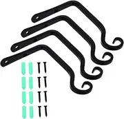 HIAKDOFT 4Pcs Wall Mount Plant Hanger Hooks Sturdy Lantern Bracket for Use Decorative Support for Hanging Plants Home Decor Black