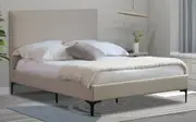 Modern Classic Cristian King Single Fabric Bed Frame White Oak with Black Legs