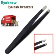 Stainless Steel Eyebrow Eyelash Tweezers for Hair Eyebrow Plucker Puller Black