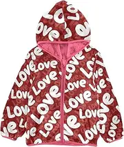 [GuoChe] Big Girls Jackets With Sherpa Lining Valentines Love Letters Romantic Red Toddler Boy Coat pink Fall Baby Girl Clothes
