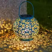 Solar Big Lantern Hanging Garden Outdoor Lights Metal Waterproof LED Table Lamp Decorative
