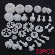 33 Pcs Fondant Cake Cookie Plunger Cutter Mold Sugar craft Flower Leaf Butterfly