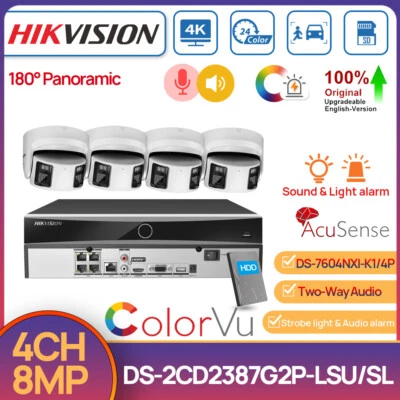 Hikvision 4CH 8MP 2-Way Audio Panoramic ColorVu Dual Lens CCTV Camera System Kit