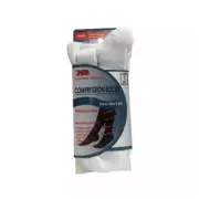 MD Compression Socks Ribbed Cushion Soles Over the Calf White Large Size 1 Pair