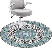 Office Chair Mat for Carpet Hardwood Floor, Vintage Bohemian Gaming Rolling Chair Mat, Carpet Protector Desk Office Rug Floor Mat(Green,80 * 80cm)