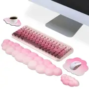 Cloud Mouse Pad and Keyboard Wrist Rest Set,4 Pcs Pink Ergonomic Arm Support ...