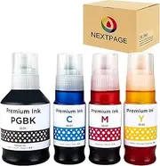 NEXTPAGE GI51 GI-51 Ink Compatible with Canon Pixma GI 51 Ink Bottle for Pixma G1520 G1530 G2520 G2560 G2570 G3520 G3560 G3570 G3571 G3572 G4570 Printer Black Cyan Magenta Yellow (4 Pack)