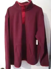 Amazon Essentials Men's Snap-Front Pullover Polar Fleece Jacket Burgundy Red XL