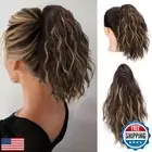 SARLA Short Ponytail Extension Claw Clip in 13 Inch Fluffy Synthetic Curly Wa