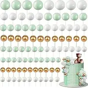 120Pcs Ball Cake Topper Decorations, BetterJonny Mini Balloons Cake Topper Sticks Foam Balls Cake Picks Insert Topper for Birthday Baby Shower Wedding Party Cake Decorating