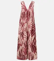 [Dries Van Noten] Dries Van Noten Printed maxi dress AU 10 burgundy