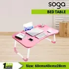 SOGA Study Bed Table Adjustable Desk Stand with Notebook Cup Slot Holder Pink