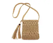 Straw bag crossbody bag bohemian hand-woven women's shoulder phone bag