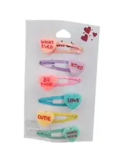 Claire's Valentine's Conversation Hearts Barrettes Set Pastel Glitter