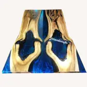 Walnut Resin River Table Top Glossy Epoxy Table Custom Office Conference Room