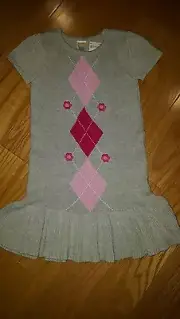 NEW Gymboree Girls Sweater Dress argyle print size 5 short sleeve ruffle bottoms