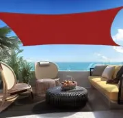 16' X 20' Red Rectangle Sun Shade Sail Canopy Durable Fabric UV Block Awning, We