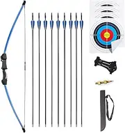 iMay 45" Recurve Bow and Arrows Set Outdoor Archery Beginner Gift Longbow Kit with 9 Arrows 4 Target Face Paper 18 Lb for Teens