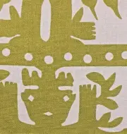 CLARENCE HOUSE Kukulkan Chartreuse Green Linen Italy Remnant New