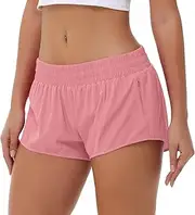 [Aurefin] Lightweight Athletic Shorts for Women, Quick Dry Running Shorts with Zip Pocket and Liner Womens Gym Workout Shorts