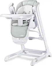 Caretero Indigo Baby Chair and Swing Chair Height Adjustable Chair Feeding Chair Swing in One – Dirt Resistant – Non-Slip – Light Grey
